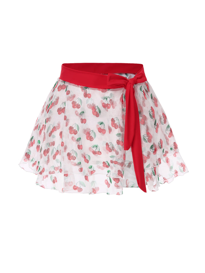 2PCS Red 1950s Cherry Bikini &amp; Tie-Waist Cover up - vintage fashion, retro style, elegant red