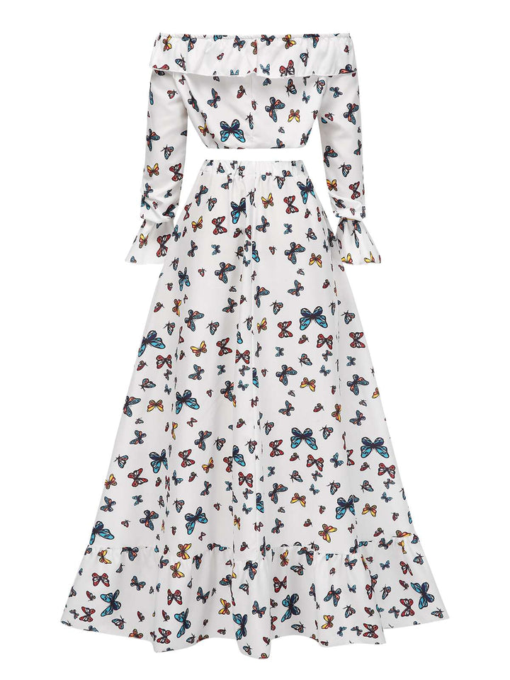 2PCS 1930s Ruffle Butterfly OffShoulder | 1930s | vintage skirt, retro style