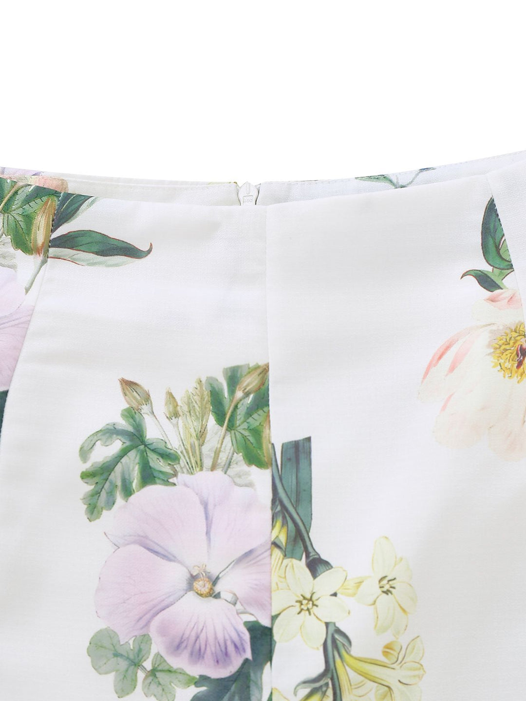 2PCS White 1960s Linen Floral Blouse &amp; Shorts - vintage fashion, retro style, pure white