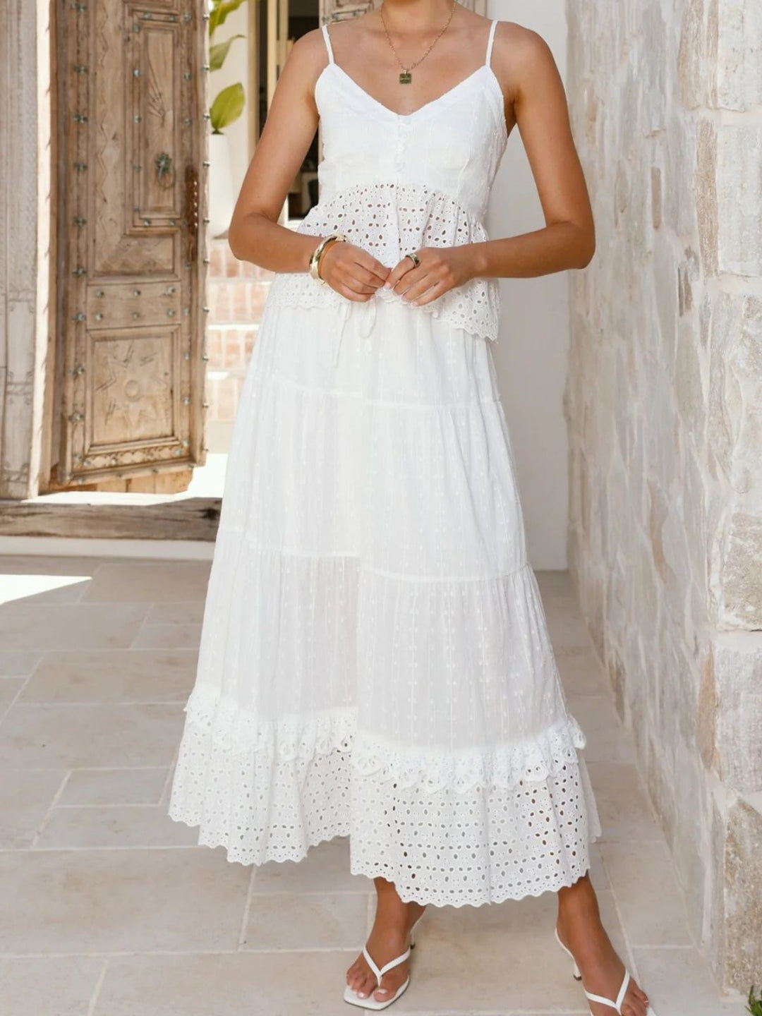 2PCS White 1970s Cotton Bohemian Camisole Top &amp; Lace Skirt: beautiful vintage skirt, retro style, swing skirt with timeless appeal