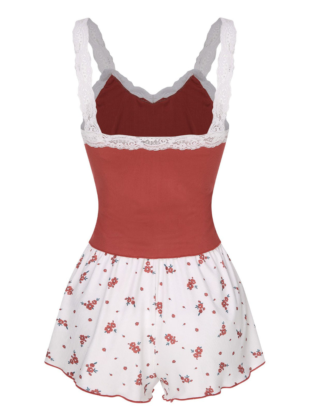 2PCS Wine Red Lace Straps Pajamas, vintage pajamas, retro nightwear - perfect for women who love vintage and retro fashion