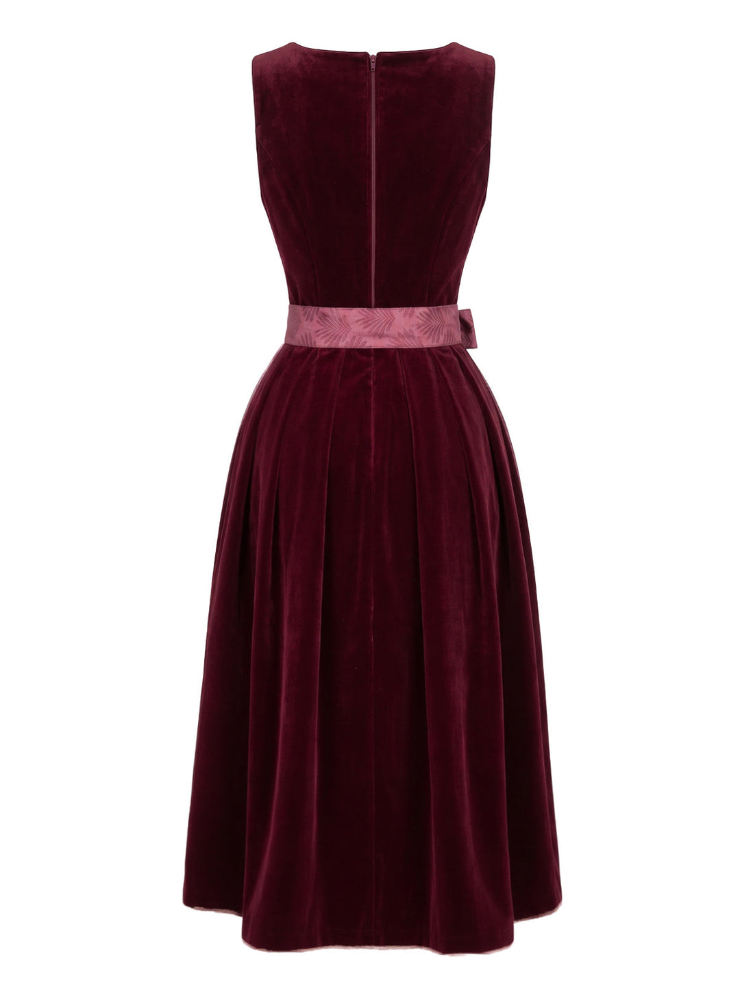 Wine Red 1950s Square Neck Dress 2