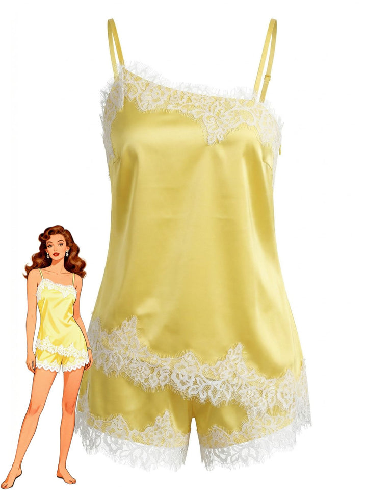 Yellow Lace Spaghetti Strap 2PCS