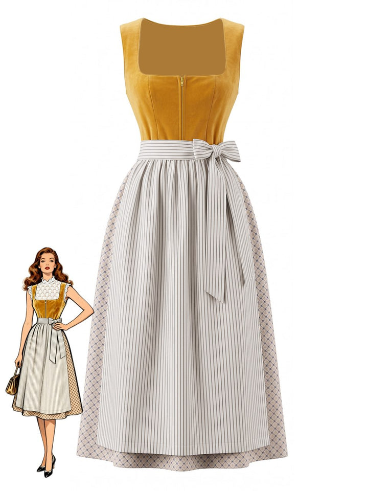 Yellow 1950s Square Neck Vintage Dress