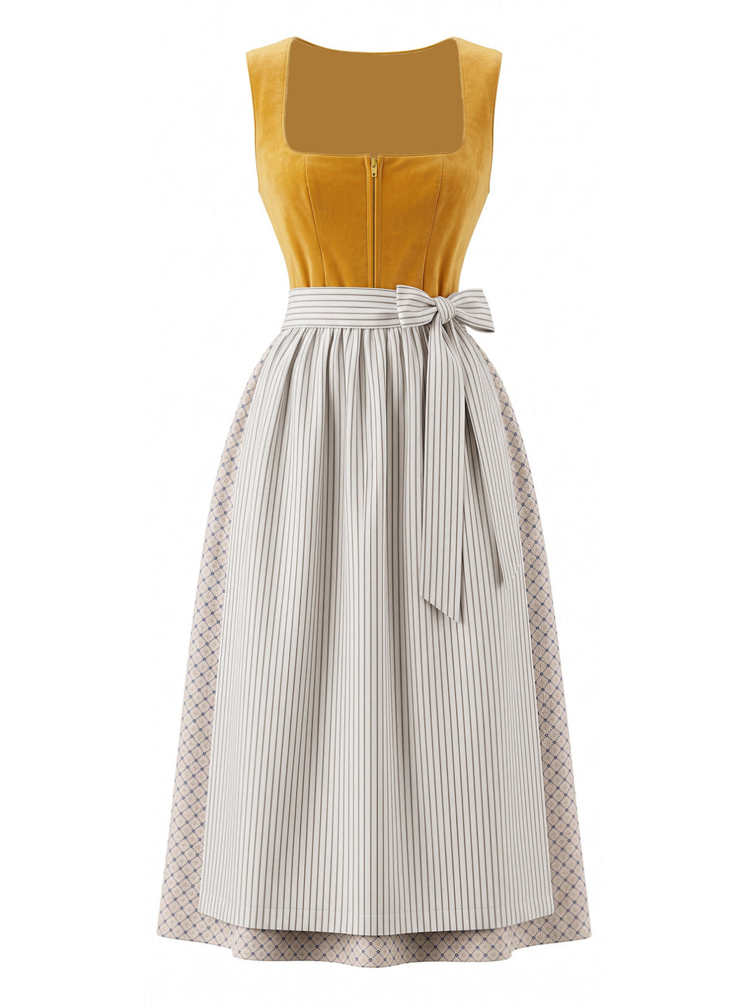 Yellow 1950s Square Neck Vintage Dress 2