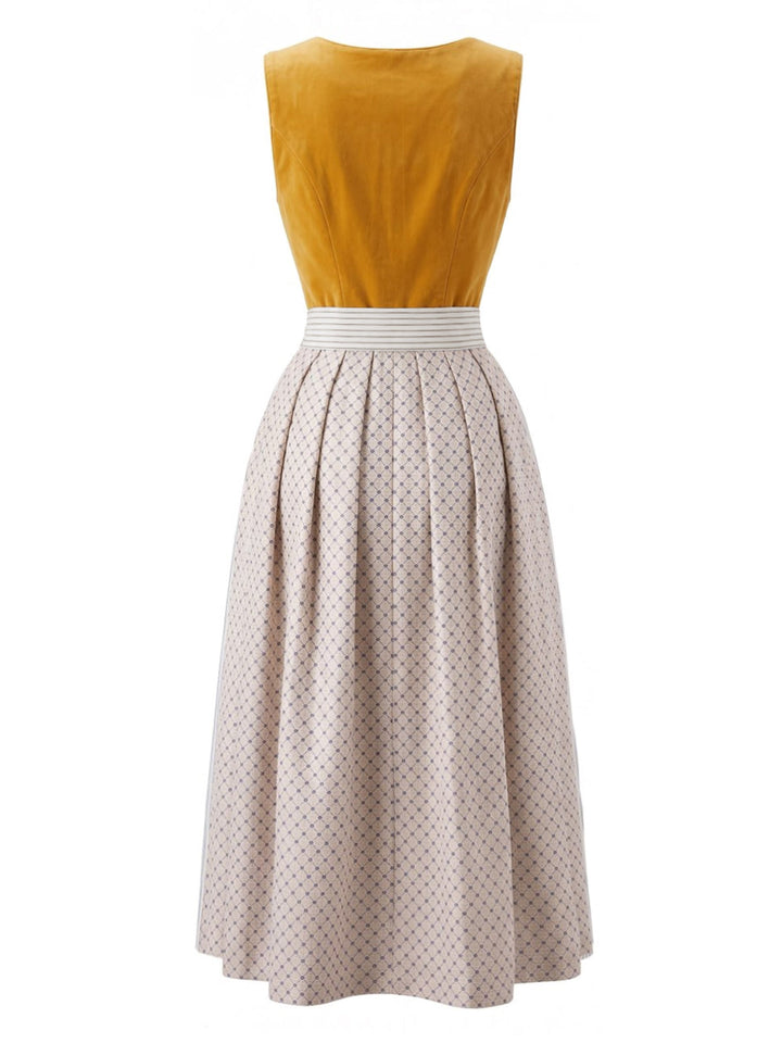 Yellow 1950s Square Neck Vintage Dress 3
