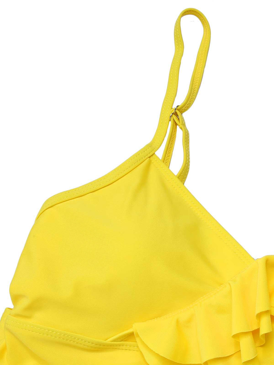 2PCS Yellow 1950s Sunflower Ruffles V-Neck Swimsuit: timeless style reimagined
