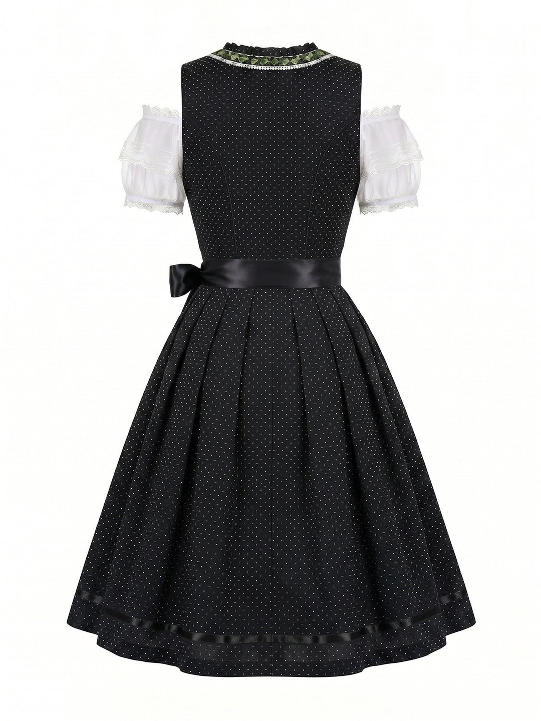 Black 1950s Plaid Lace Square Neck Two Piece Set 2