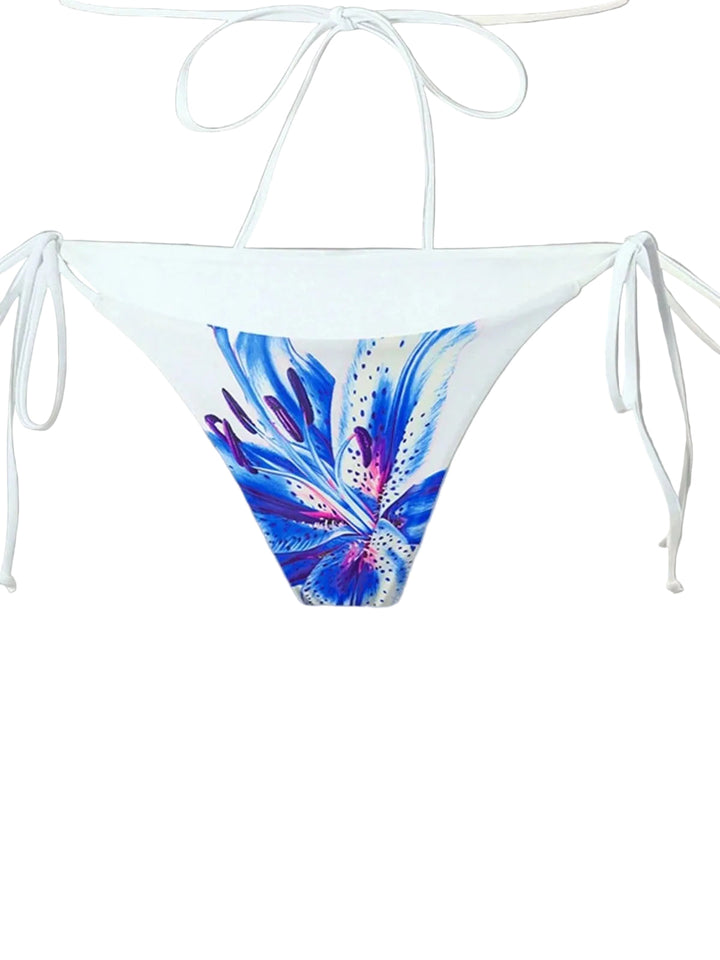 3PCS 1950s Mesh Lily Print Bikini Set &amp; Cover-Up - vintage swimwear, retro swimsuit, pin-up style for vintage lovers