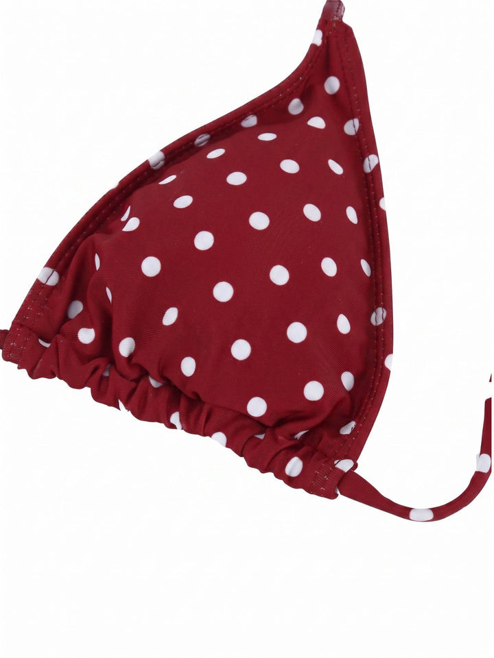 3PCS Polka Dot Halter Tie Shorts Bikini Set, vintage swimsuit, swimwear - perfect for women who love vintage and retro fashion