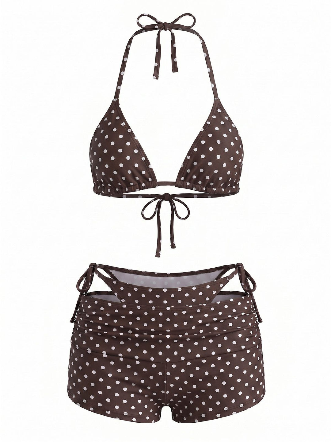 3PCS Polka Dot Halter Tie Shorts Bikini Set, vintage swimsuit, swimwear - perfect for women who love vintage and retro fashion