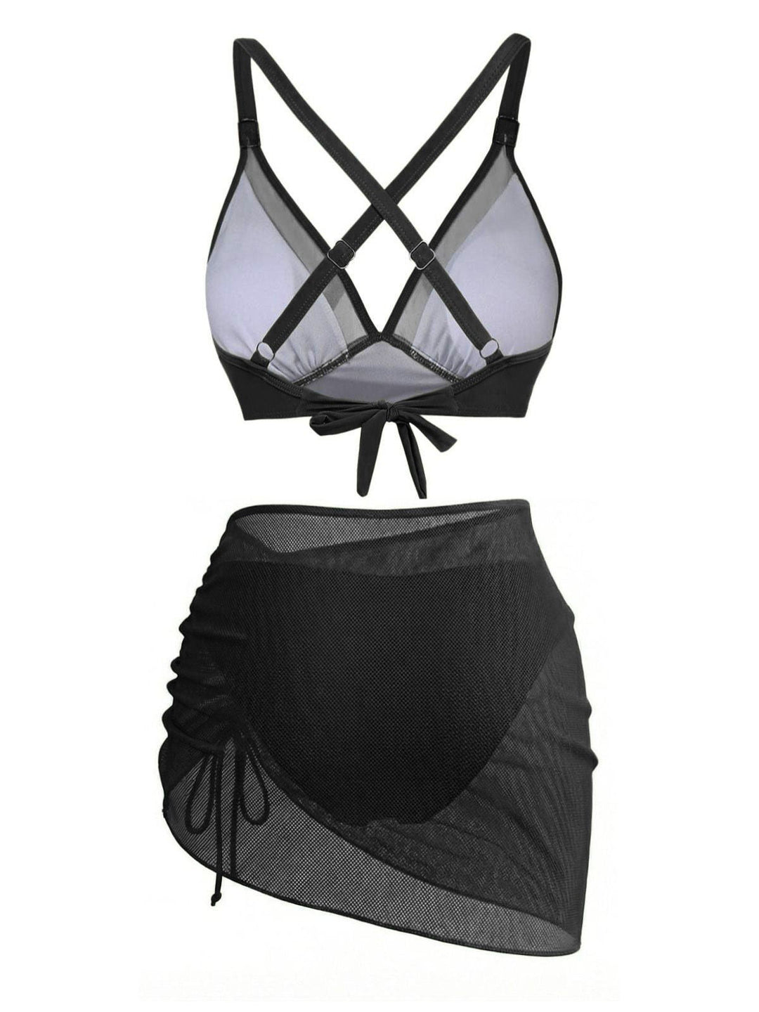 3PCS Solid Metal Button Bikini Set - vintage swimwear, retro swimsuit, style for vintage lovers