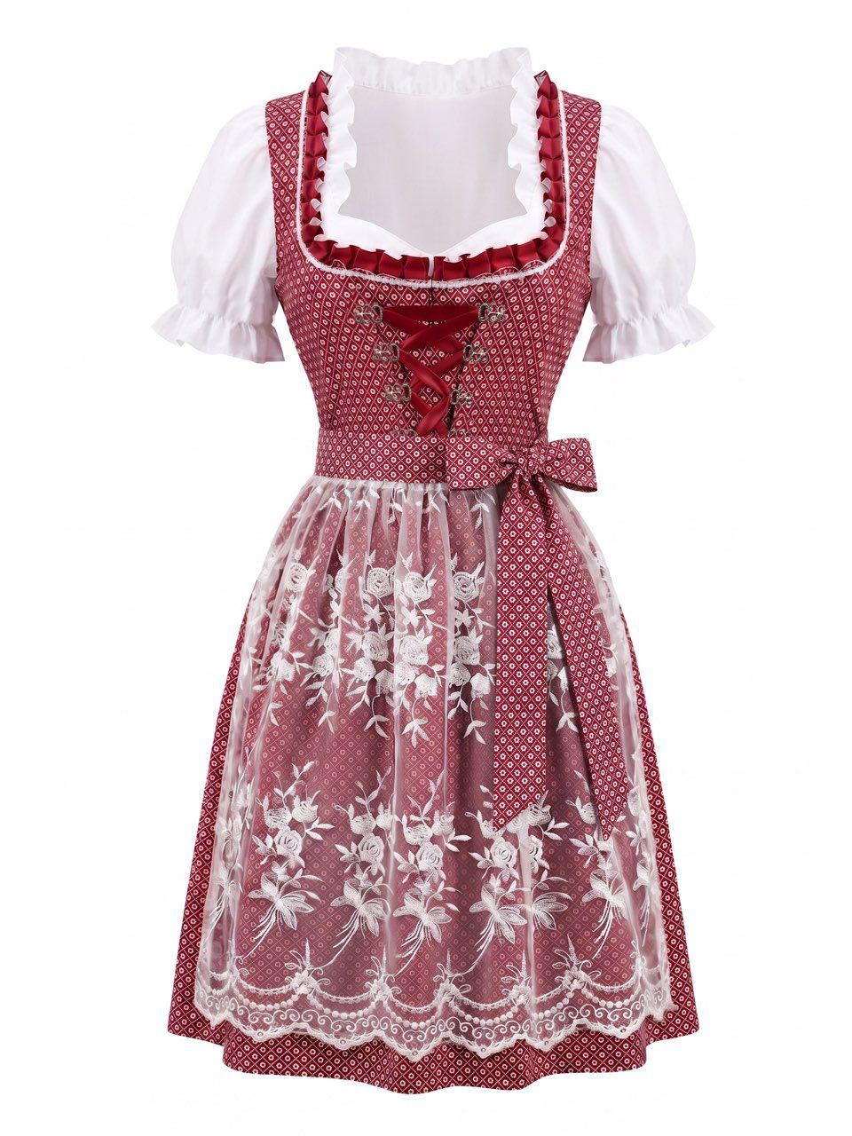 3PCS 1950s Square Neck Floral Dress &amp; Puff Top &amp; Apron, vintage dress, retro fashion, rockabilly, pin-up fashion - vintage inspired fashion