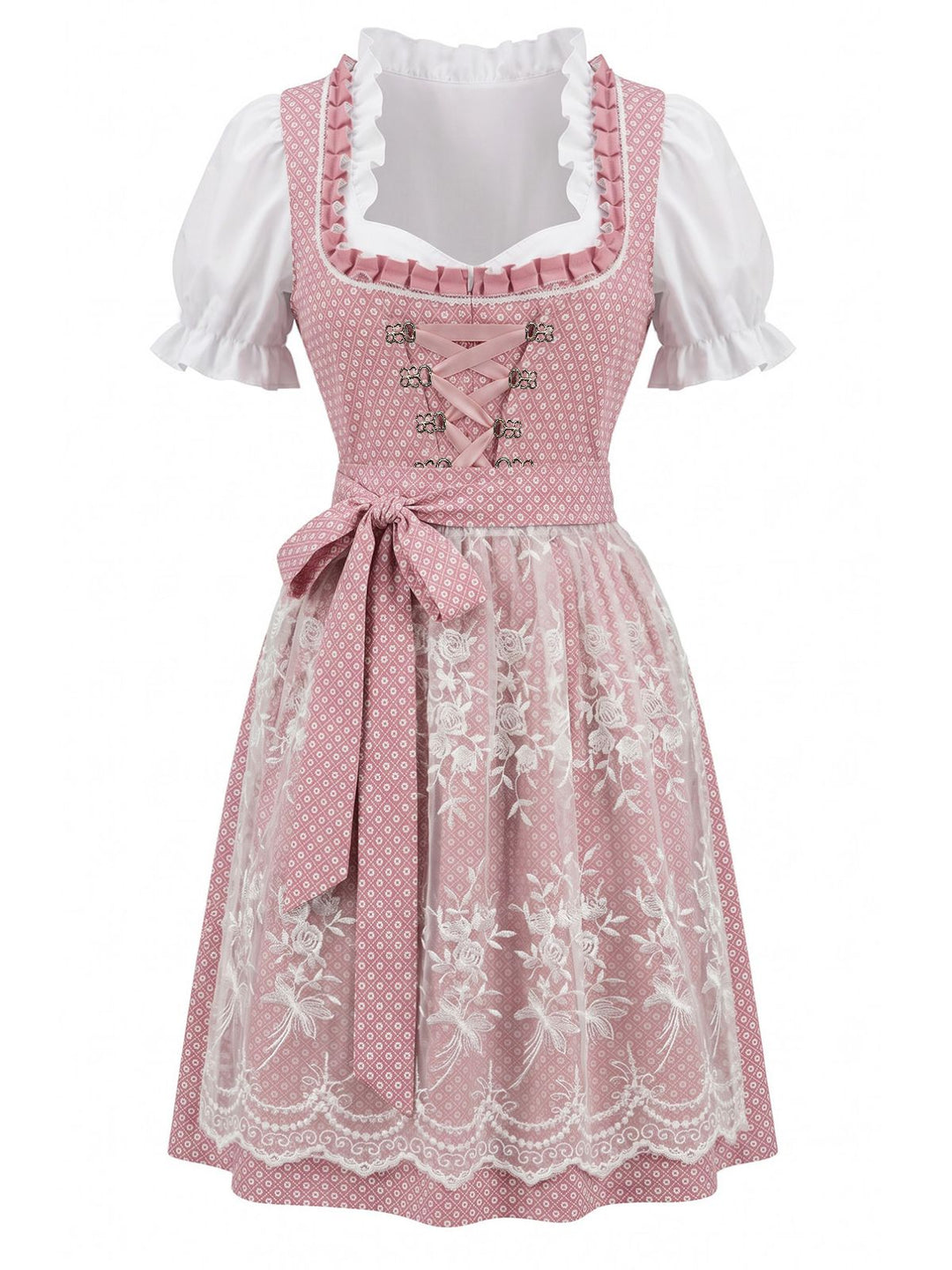 3PCS 1950s Square Neck Floral Dress &amp; Puff Top &amp; Apron, vintage dress, retro fashion, rockabilly, pin-up fashion - vintage inspired fashion