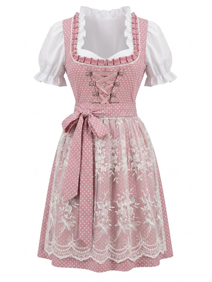 3PCS 1950s Square Neck Floral Dress &amp; Puff Top &amp; Apron, vintage dress, retro fashion, rockabilly, pin-up fashion - vintage inspired fashion