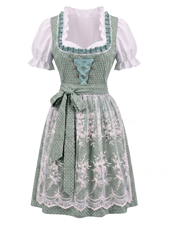 3PCS 1950s Square Neck Floral Dress &amp; Puff Top &amp; Apron, vintage dress, retro fashion, rockabilly, pin-up fashion - vintage inspired fashion