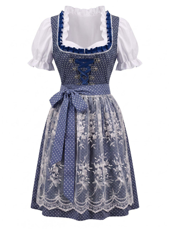 3PCS 1950s Square Neck Floral Dress &amp; Puff Top &amp; Apron, vintage dress, retro fashion, rockabilly, pin-up fashion - vintage inspired fashion