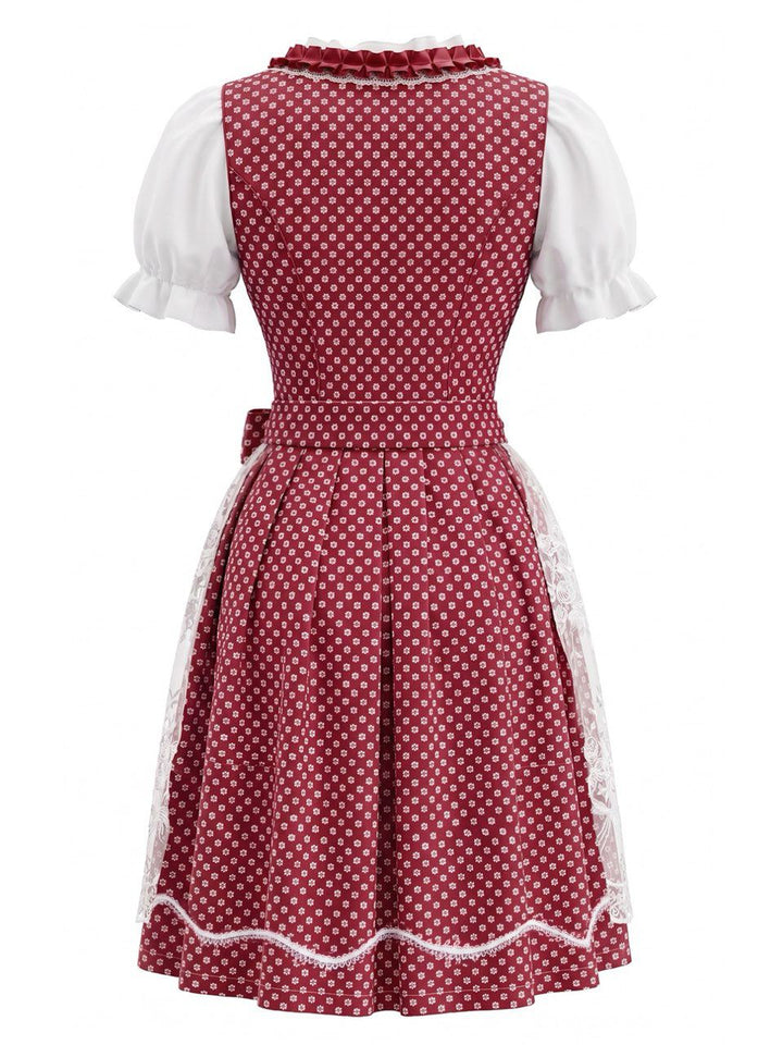 3PCS 1950s Square Neck Floral Dress &amp; White Puff Top &amp; Apron, vintage dress, retro fashion, rockabilly, pin-up fashion - perfect for women who love vintage and retro fashion