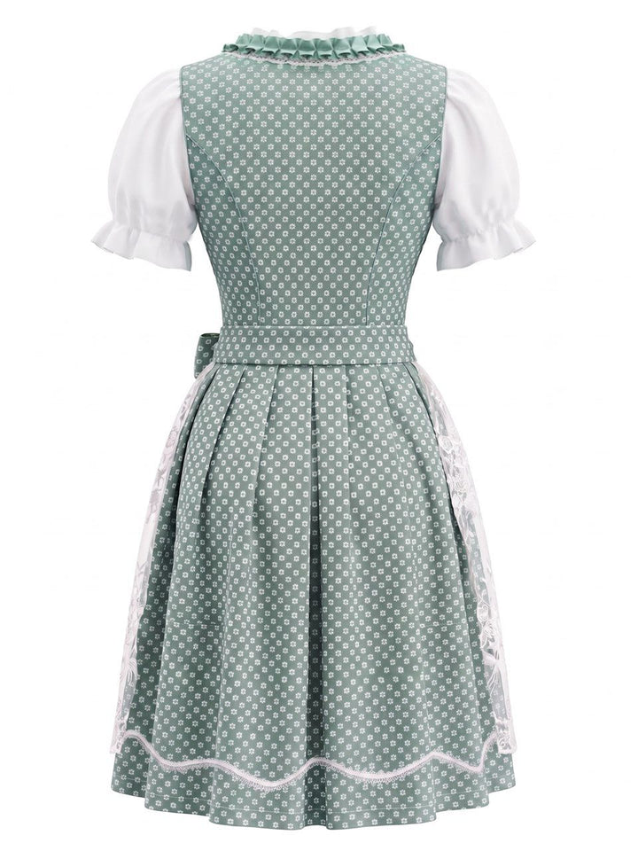 3PCS 1950s Square Neck Floral Dress &amp; White Puff Top &amp; Apron, vintage dress, retro fashion, rockabilly, pin-up fashion - perfect for women who love vintage and retro fashion