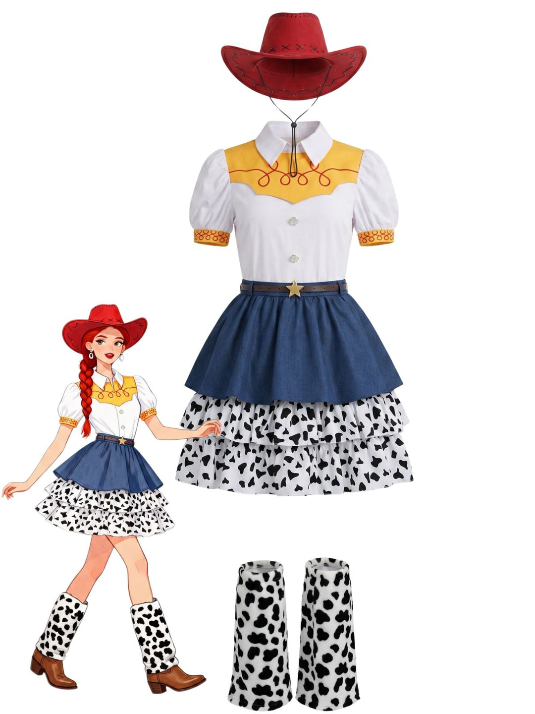3PCS Western Cowgirl Costume Set, vintage fashion, retro style, rockabilly, pin-up fashion - vintage inspired fashion