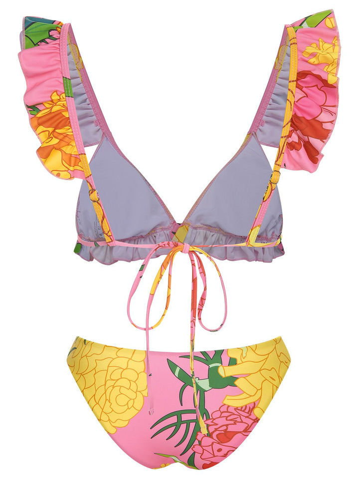 3PCS 1970s Pink Floral Swimsuit Set, vintage swimsuit, pin-up swimwear - perfect for women who love vintage and retro fashion