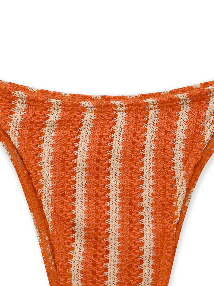 3PCS 1970s Striped Knit Boho Bikini Set &amp; Cover-Up - vintage fashion, retro style