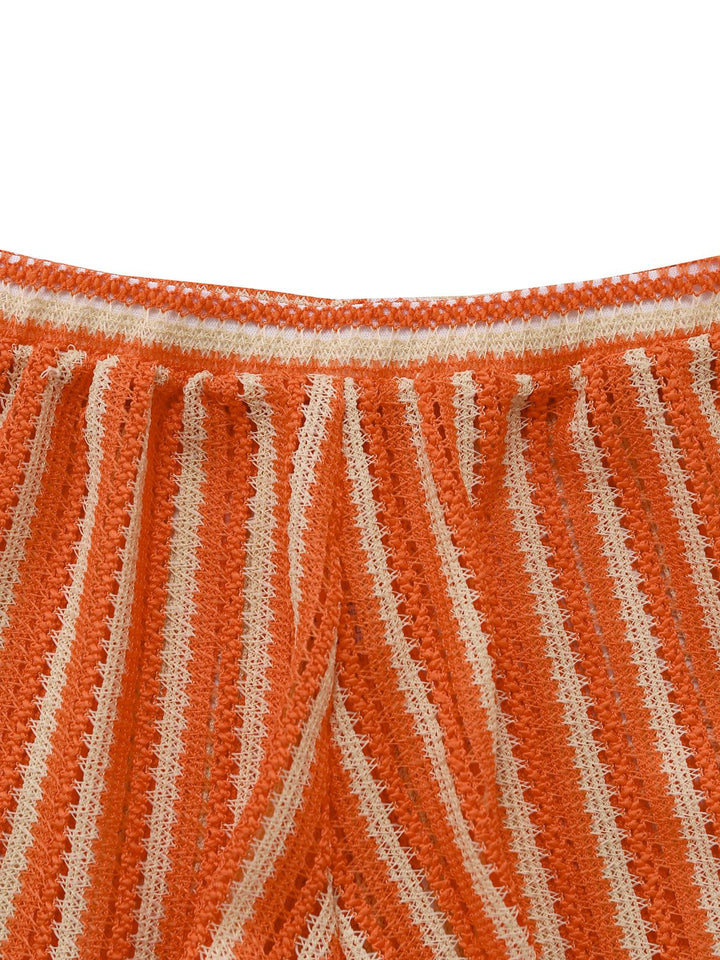 3PCS 1970s Striped Knit Boho Bikini Set &amp; Cover-Up - vintage fashion, retro style