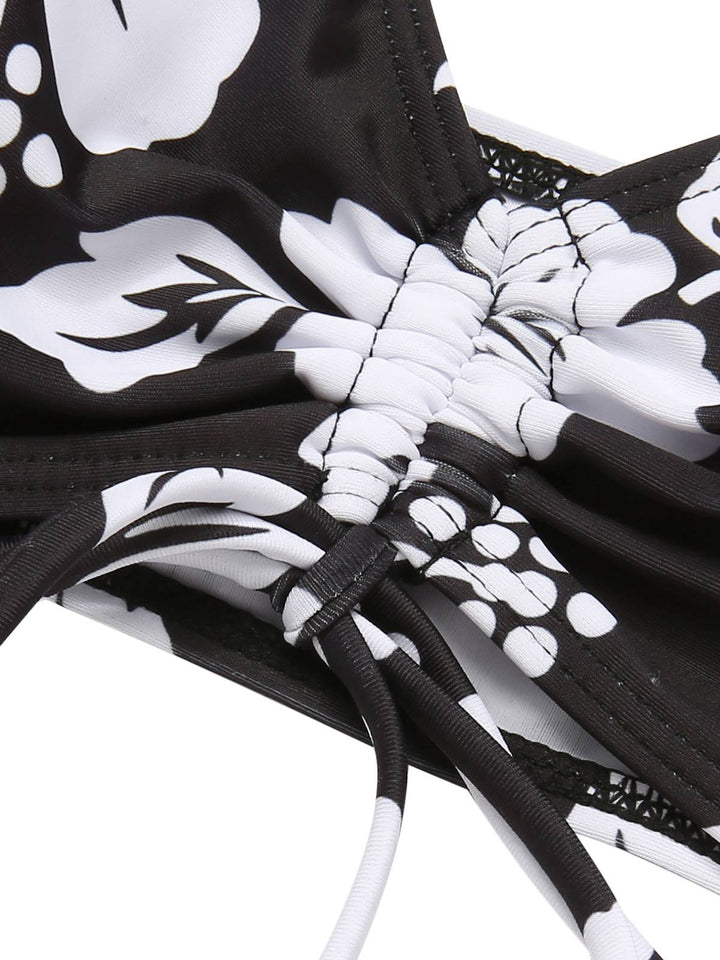 3PCS Black 1950s Flowers Swimsuit &amp; Cover-Up, vintage swimsuit, pin-up swimwear - perfect for women who love vintage and retro fashion