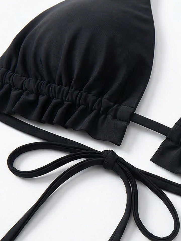 3PCS Black 1980s Butterfly Mesh Bikini Set &amp; Cover-Up | vintage swimwear, retro swimsuit, pin-up style - perfect for retro fashion enthusiasts