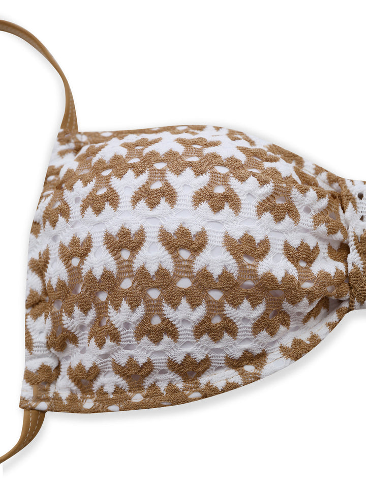 3PCS Khaki 1950s Crochet Hollow Bikini Set &amp; Cover Up: beautiful vintage swimwear, retro swimsuit, pin-up style with timeless appeal
