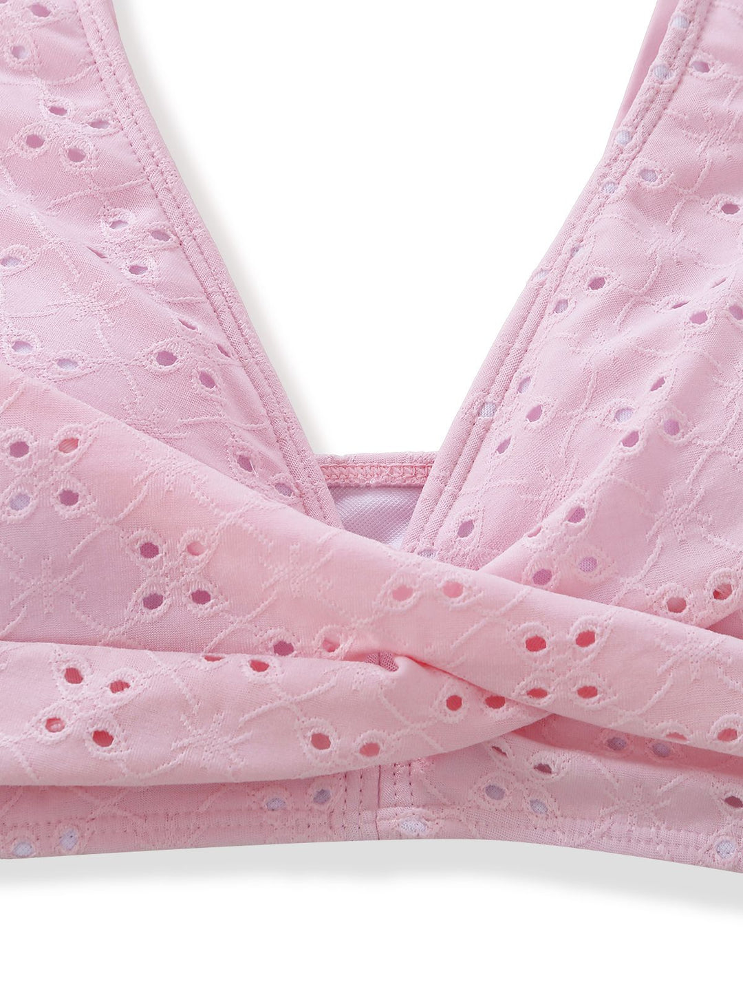 3PCS Pink 1940s Eyelet Bikini Set &amp; Ruffled Skirt - vintage skirt, retro style