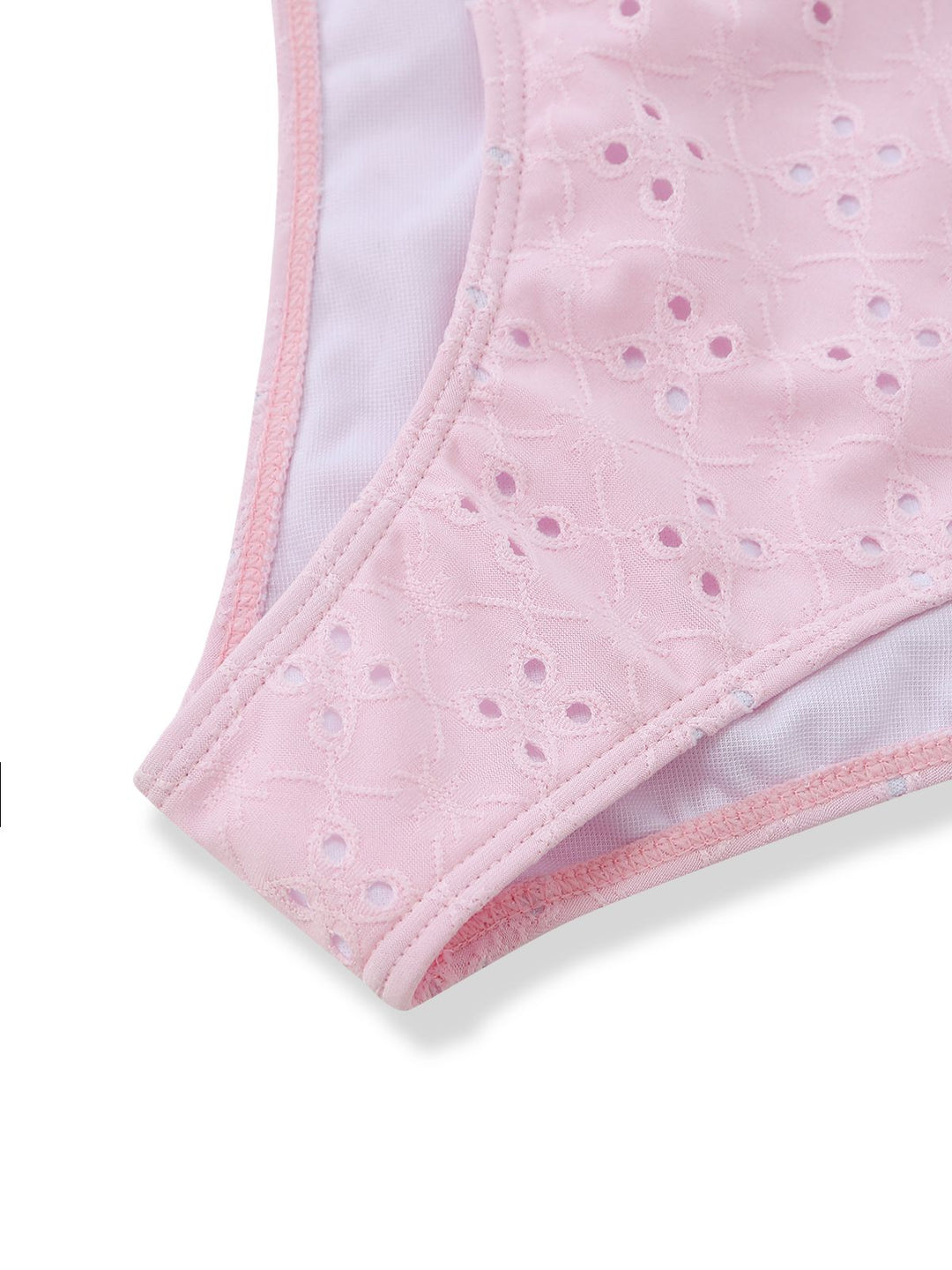3PCS Pink 1940s Eyelet Bikini Set &amp; Ruffled Skirt - vintage skirt, retro style