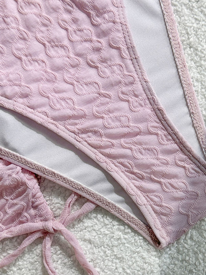 Pink 1950s Bikini Solid Tankini Set