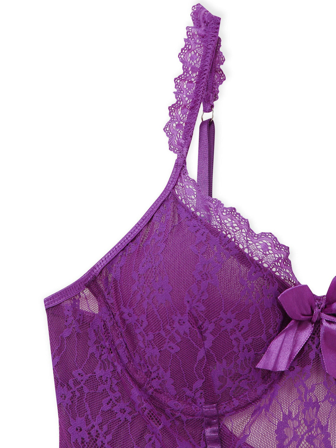 3PCS Purple Lace Lingerie Set with Stockings - vintage lingerie, retro nightgown, elegant sleepwear for vintage lovers