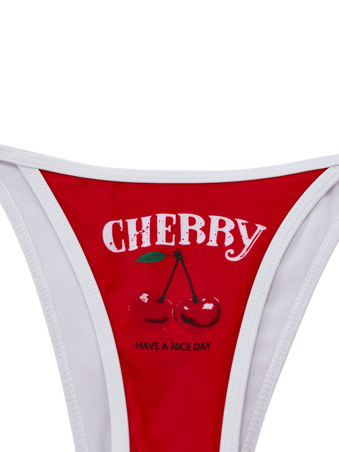 3PCS Red 1950s Cherry Print Tie-Up Bikini Set - vintage fashion, retro style, elegant red