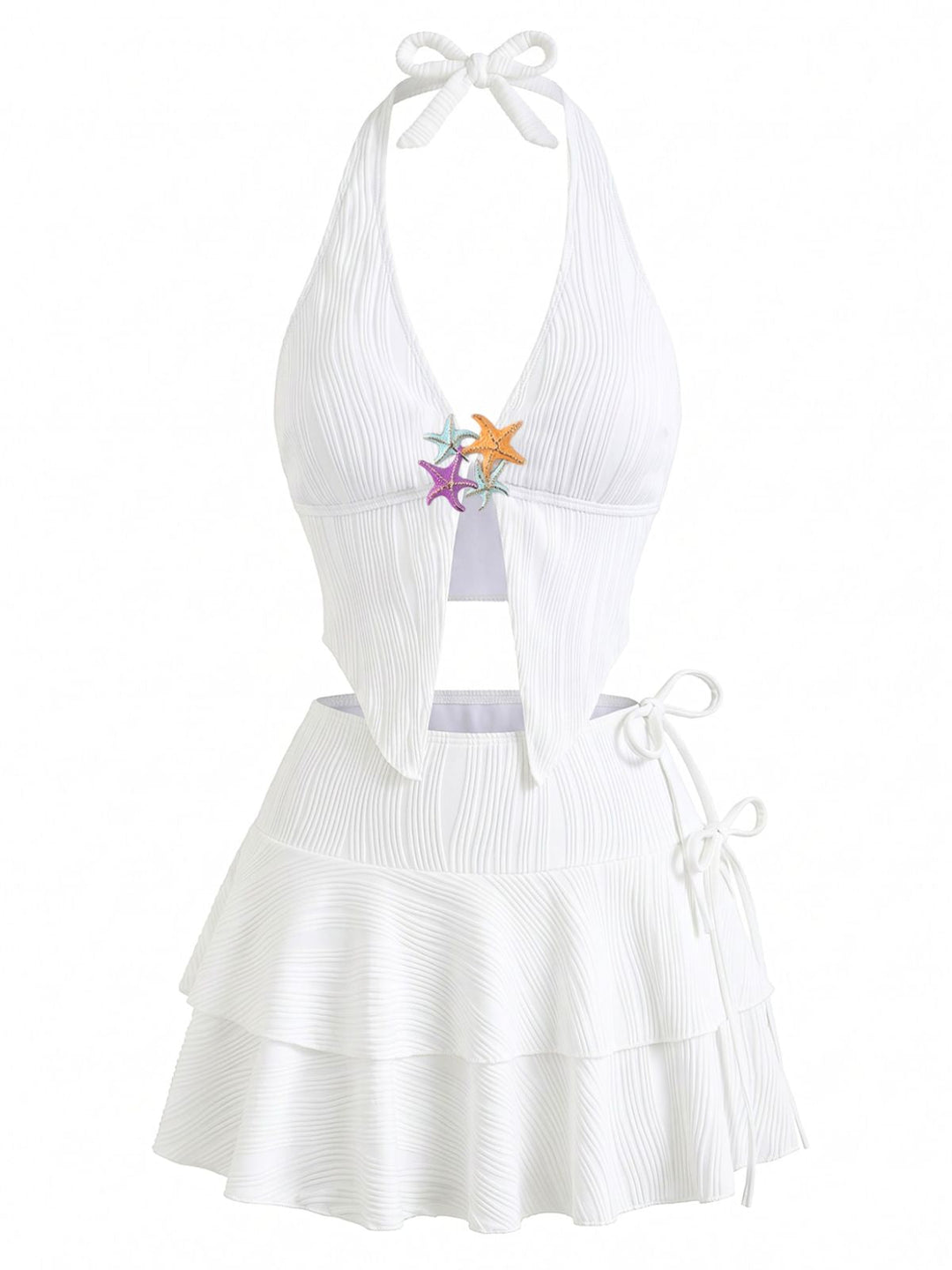 White Halter 3 Piece Tankini 3
