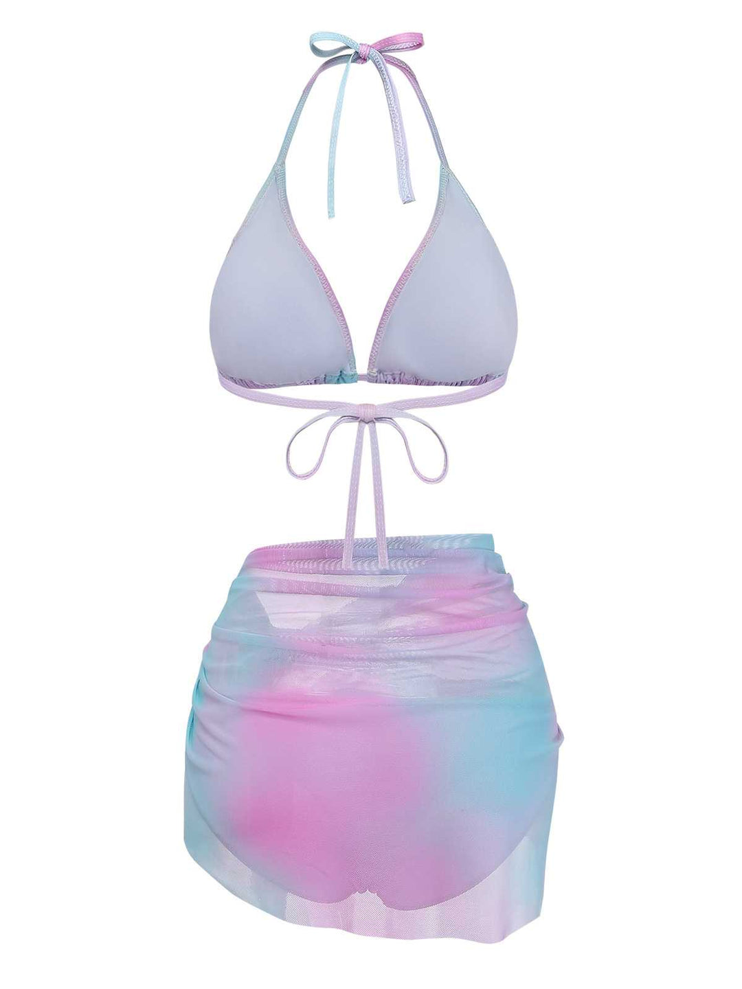 3PCS Y2K Halter Ombre Bikini Set &amp; Cover-Up | vintage swimwear, retro swimsuit, pin-up style - perfect for retro fashion enthusiasts