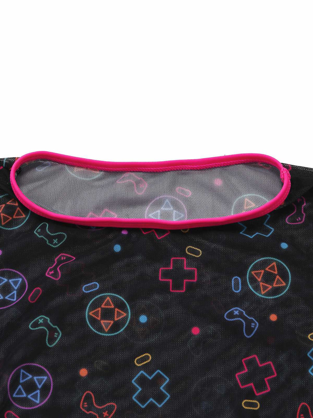 3PCS Y2K Solid Bikini Set &amp; Neon Gaming Print Mesh Cover-Up - vintage fashion, retro style