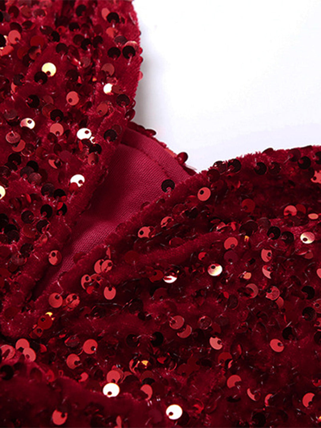 Wine Red Strapless Sequin Feather Trim Mini Dress