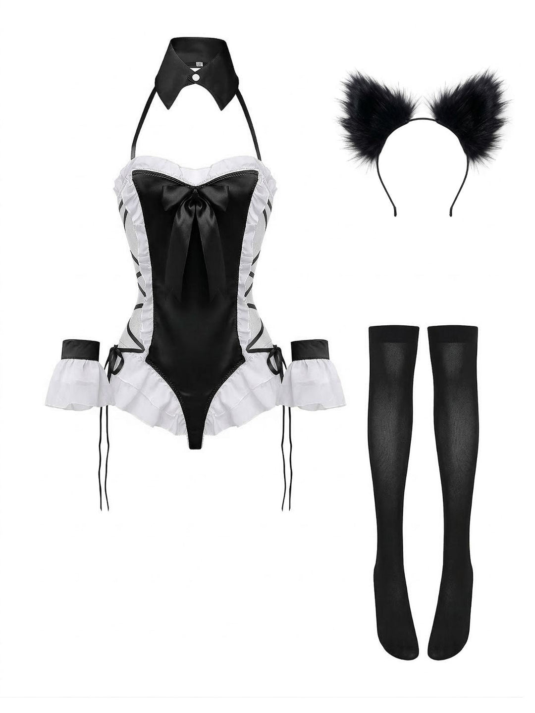 5PCS Bunny Girl Open Crotch Bodysuit Lingerie - vintage lingerie, retro nightgown, elegant sleepwear for vintage lovers