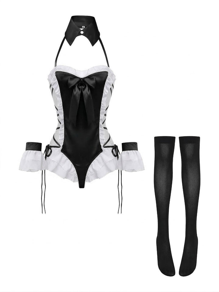 5PCS Bunny Girl Open Crotch Bodysuit Lingerie: beautiful vintage lingerie, retro nightgown, elegant sleepwear with timeless appeal