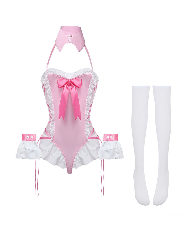5PCS Bunny Girl Open Crotch Bodysuit Lingerie | vintage lingerie, retro nightgown, elegant sleepwear - perfect for retro fashion enthusiasts