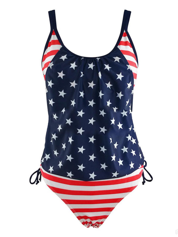 American Flag Strap Tankini, classic vintage style elegant retro fashion - Image 1