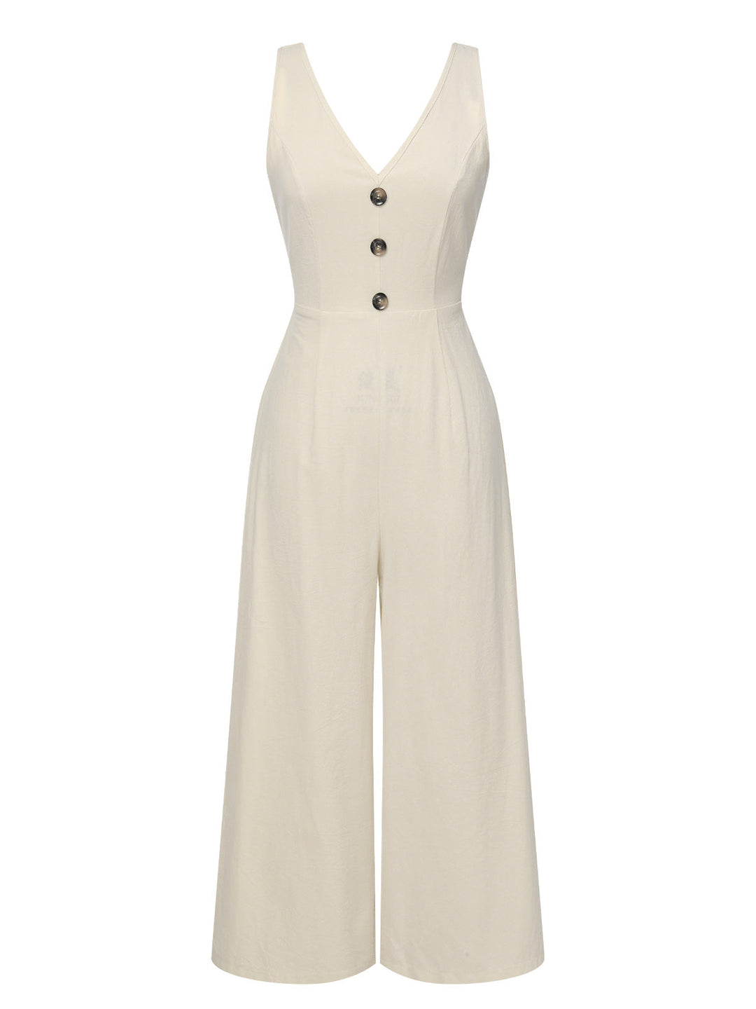 Apricot 1930s Solid Button Bow Jumpsuit, vintage romper, retro jumpsuit - perfect for women who love vintage and retro fashion