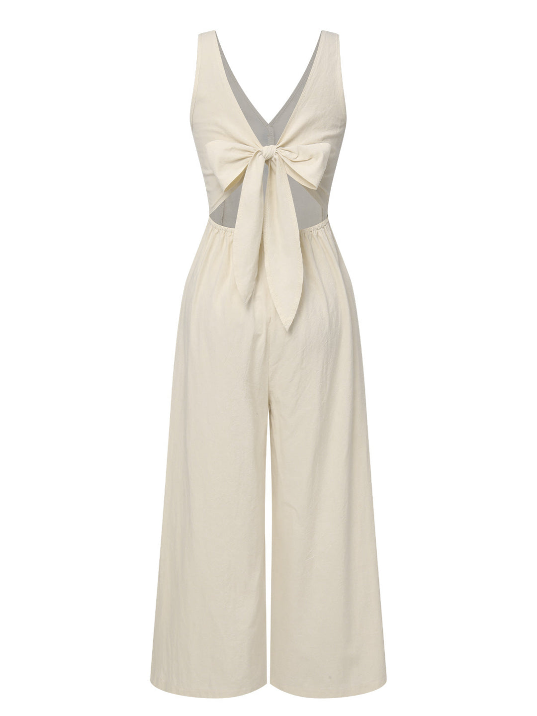 Apricot 1930s Solid Button Bow Jumpsuit, vintage romper, retro jumpsuit - perfect for women who love vintage and retro fashion