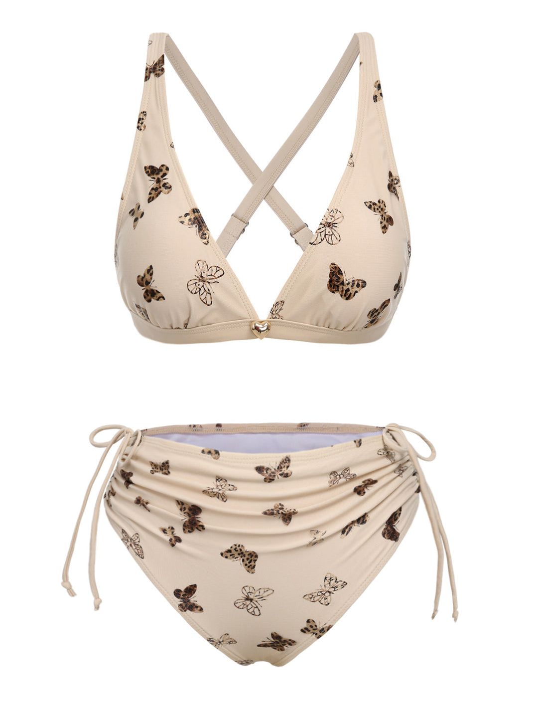 Apricot Butterfly Mesh Lace-Up Swimsuit, vintage swimsuit, swimwear - perfect for women who love vintage and retro fashion