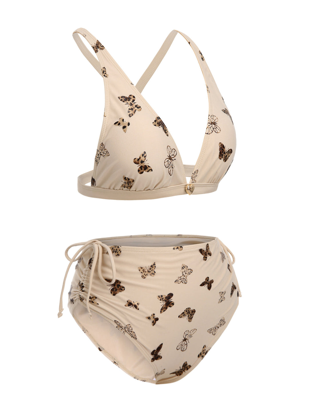 Apricot Butterfly Mesh Lace-Up Swimsuit, vintage swimsuit, swimwear - perfect for women who love vintage and retro fashion