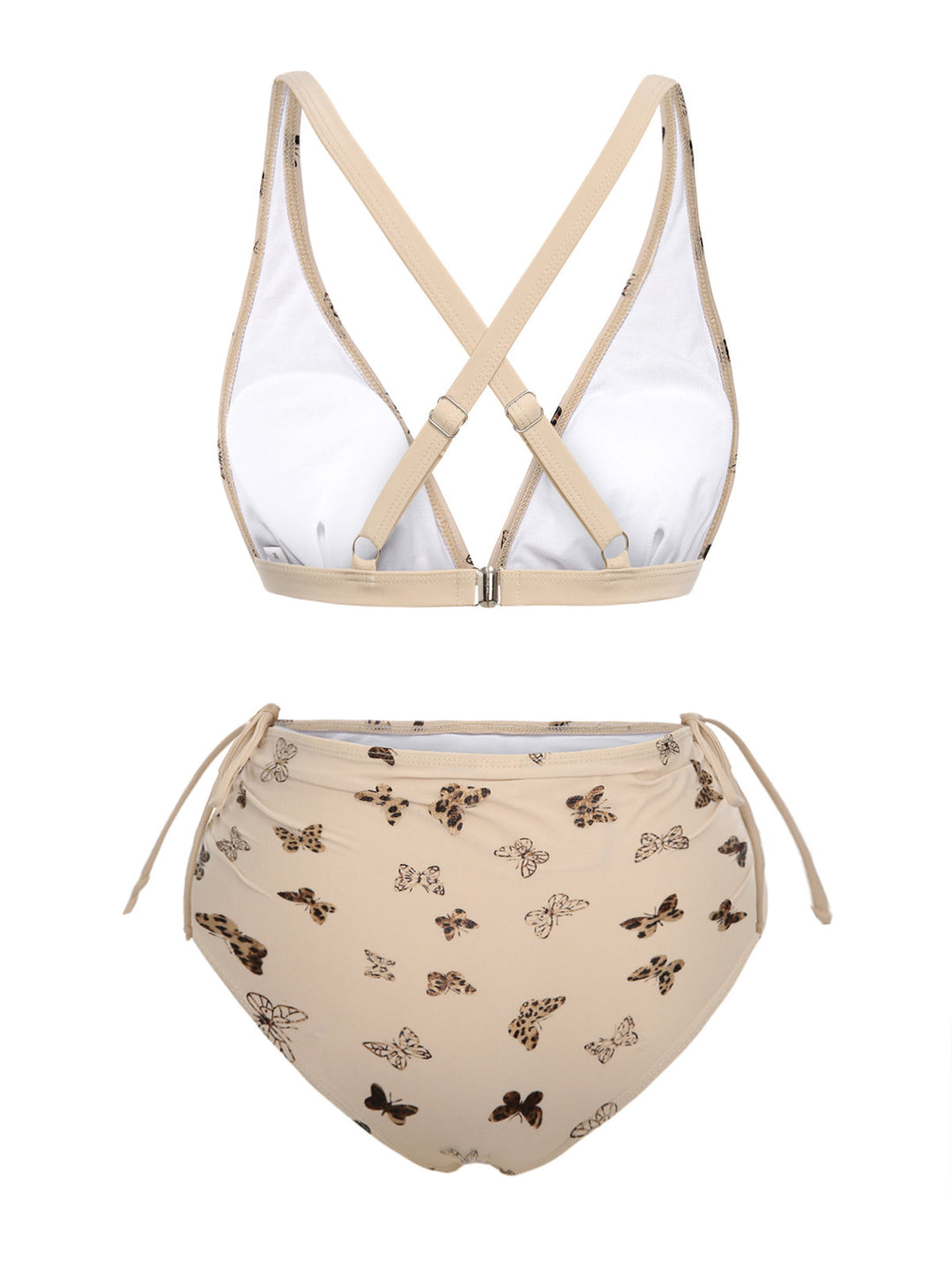 Apricot Butterfly Mesh Lace-Up Swimsuit, vintage swimsuit, swimwear - perfect for women who love vintage and retro fashion