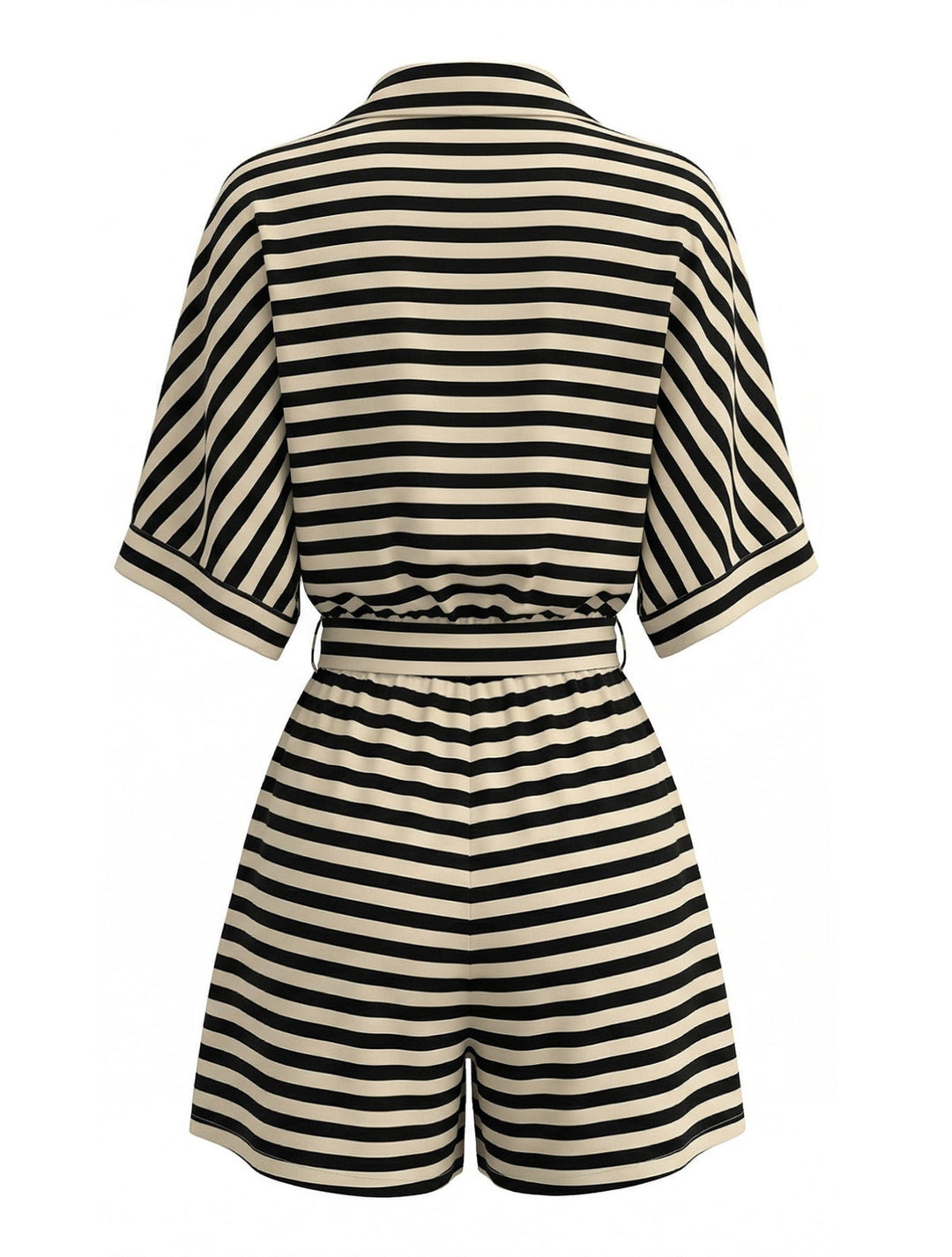 Apricot &amp; Black 1980s Striped One Piece Romper 4