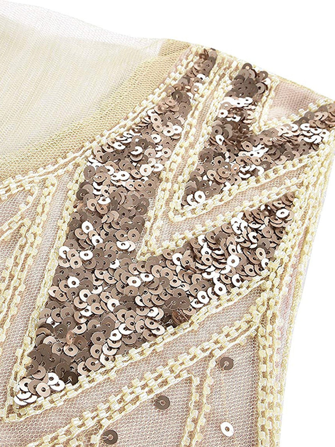 Apricot Sequin Gatsby Maxi Dresses, classic vintage style elegant retro fashion - Image 3